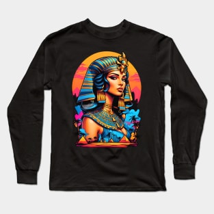 Cleopatra Queen of Egypt retro vintage floral design Long Sleeve T-Shirt